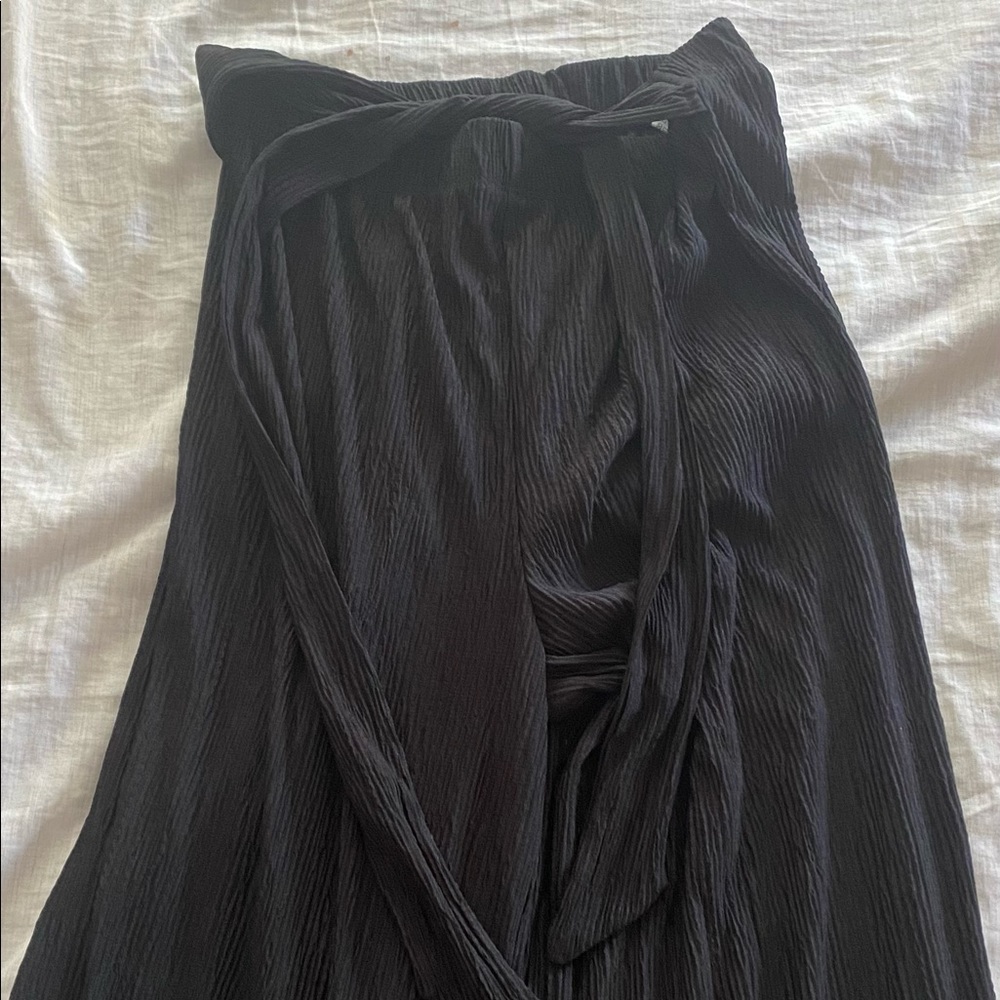 Zara Black Tie Wide Leg Trousers - light material